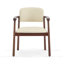 Set of 2 Rubber Wood Dining Chairs with PU Upholstery, Beige and Dark Walnut Finish Armchairs for Dining Room