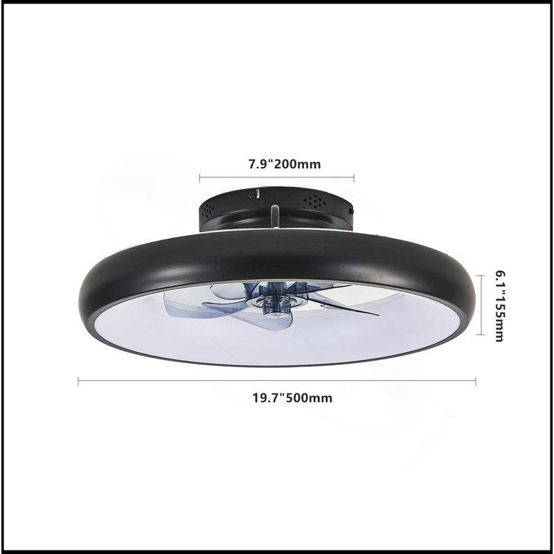 20" Black LED Ceiling Fan Light – Dimmable & Adjustable Colour Temperature, APP & Remote Control, Modern Smart Ceiling Fan For Living Room, Bedroom, And Dining Room (Silent/6-Speed/Reversible/DC Motor)