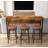 3-Drawer 72-Inch Long Dining Table Set with Built-in Power Outlets Bar Height Kitchen Table & 4 Circular PU Stools Easy Assembly Sturdy Wood Frame for Dining Room & Kitchen