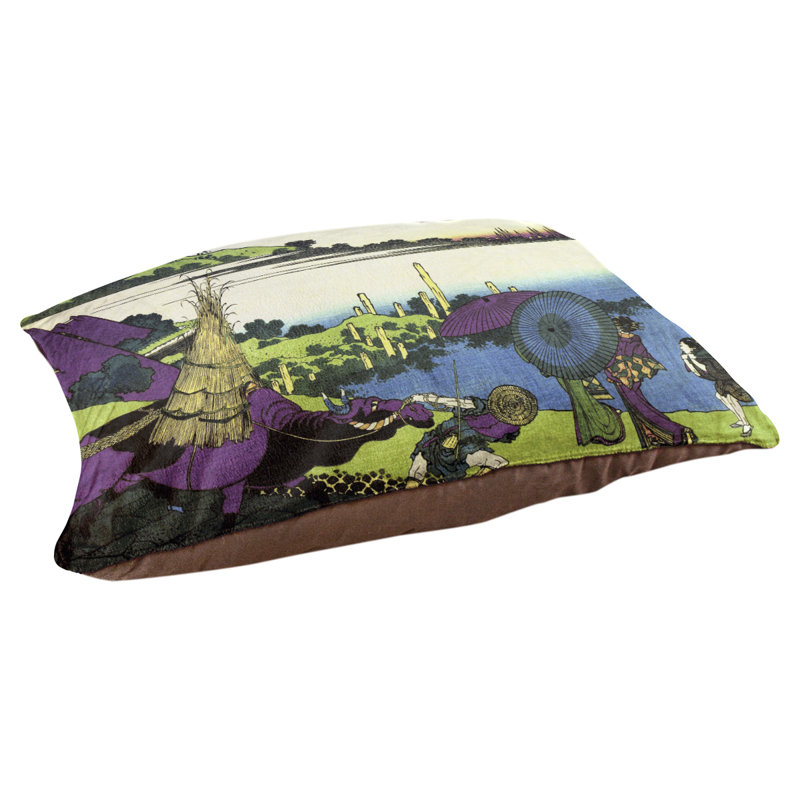 Coussin pour chien de ferme Burkart River, Petit (l 29,5 po x P 19,5 po x H 2,5 po), Mauve / Vert / Brun