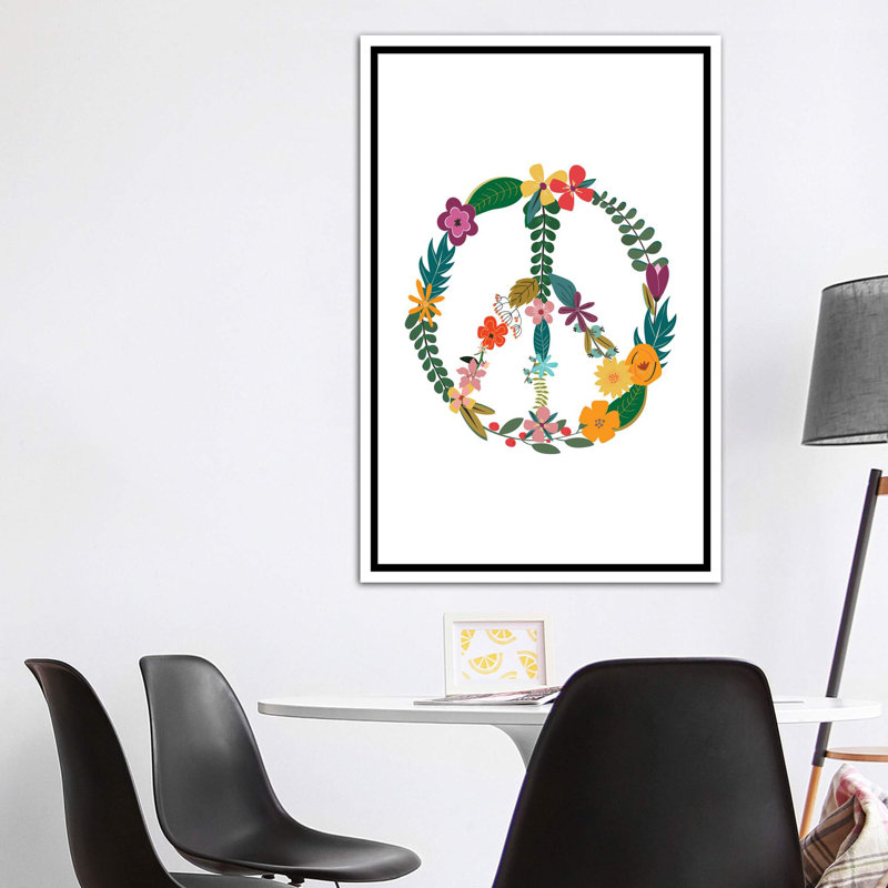 Paix - imprimé, Toile blanche encadrée, Pas de tapis, H 60 po x l 40po x P 1,5 po