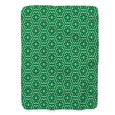 Green Shapes - 1 Piece Premium Sherpa Blanket 0169