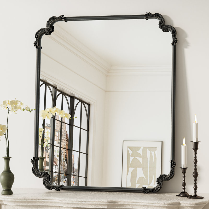 Miroir mural Genan, 36 po x 30 po, Noir antique