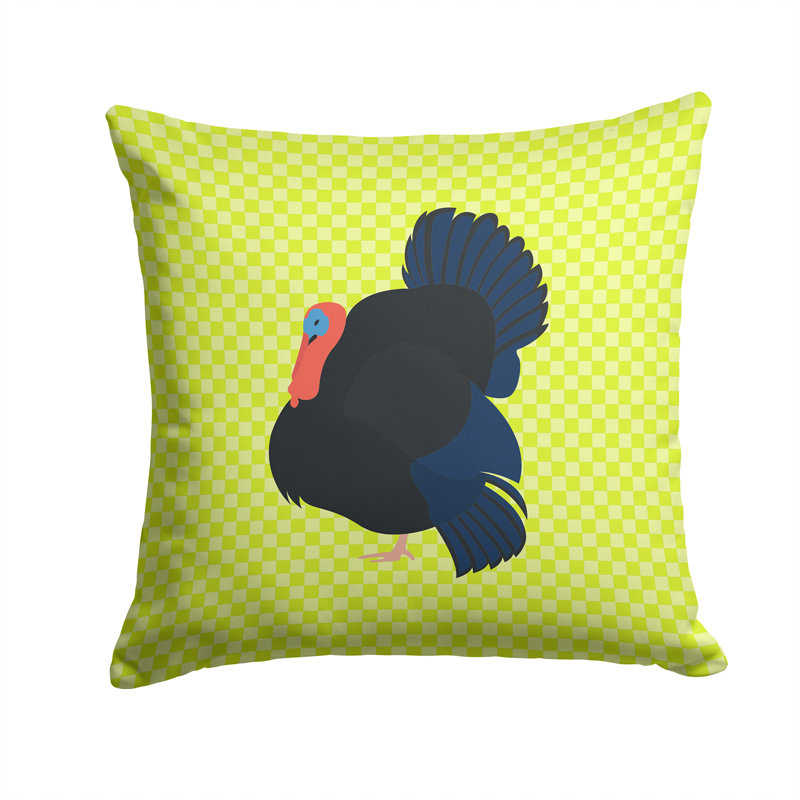Norfolk Turkey Check Outdoor Throw Pillow, Green, 14" x 14"