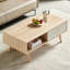 Table basse Boho avec pieds en bois massif et tiroir de rangement coulissant-322085550