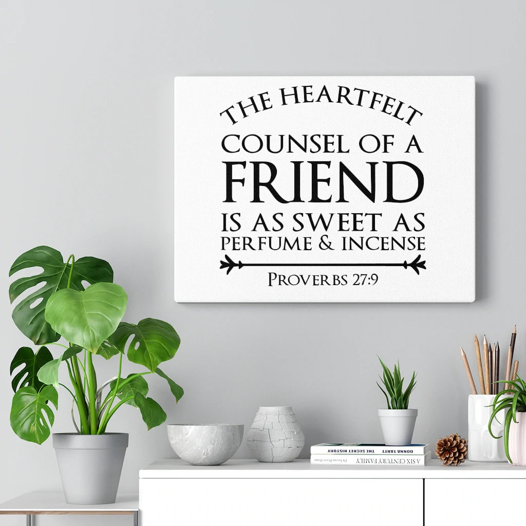 Trinx Heartfelt Counsel Proverbs 27:9 Christian Wall Art Bible Verse Print Ready to Hang ...