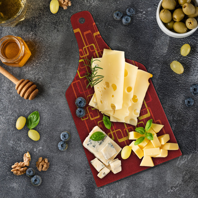 Retro Warm Tones Tempered Glass Cutting Board