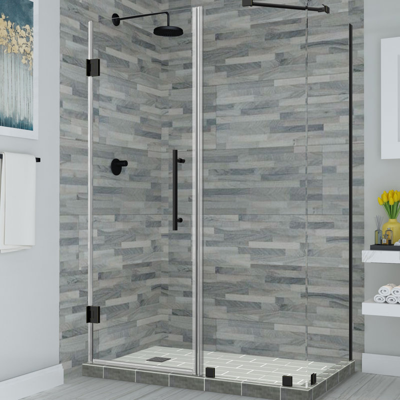 Cabine de douche rectangulaire à charnière sans cadre 34,38 po x 72 po Bromley