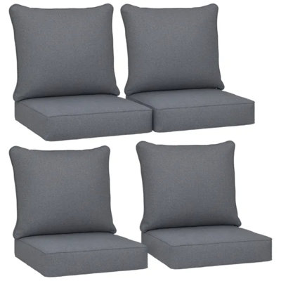 Ensemble de coussins de chaise d'extérieur 8 pièces, coussins de siège et de dossier résistants à la décoloration