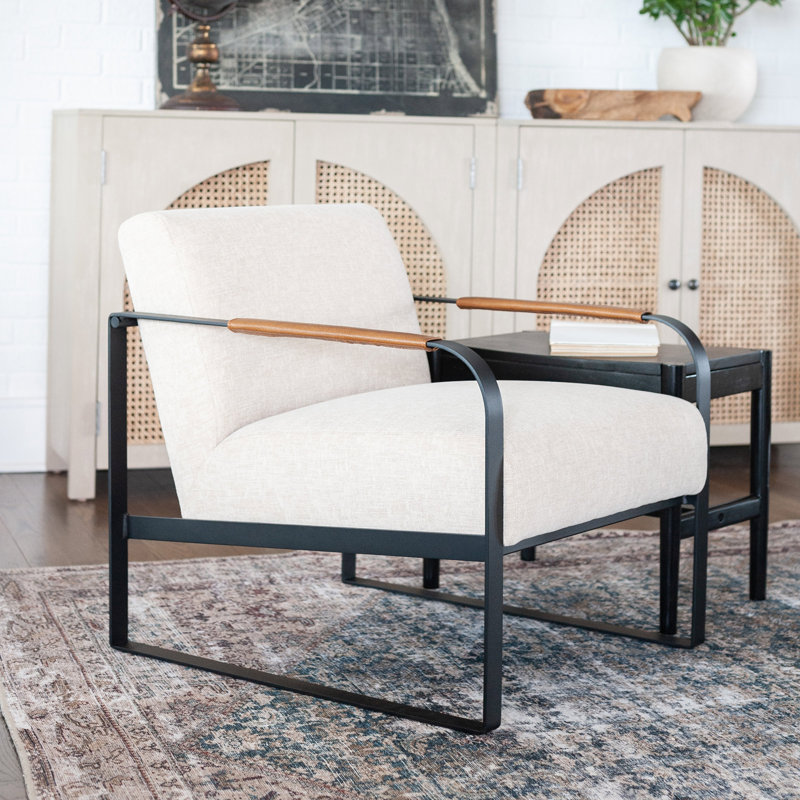 Upholstered Occasional Chair, Beige Polyester Blend