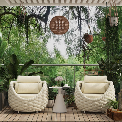3 Set 2 Person Outdoor Lounge Chairs With Coffee Table