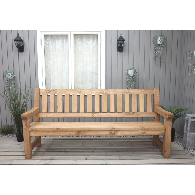 Kathrina Solid Wood Pine Outdoor Bench, 96cm H x 204cm W x 69.5cm D