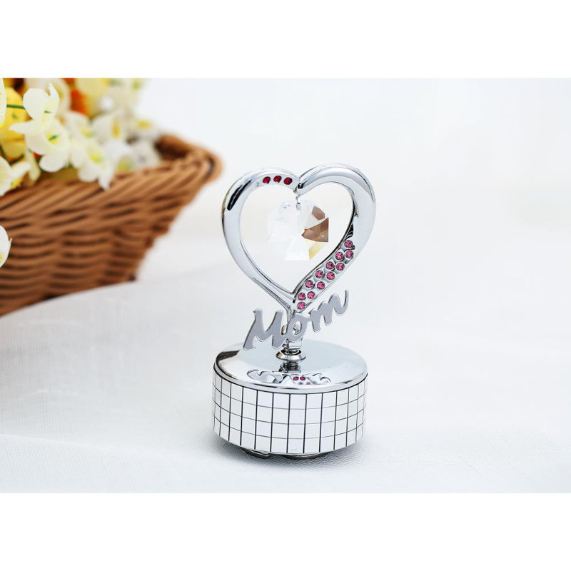 Boîte de musique décorative en gracieuse pour le coeur de maman, Argent chromé