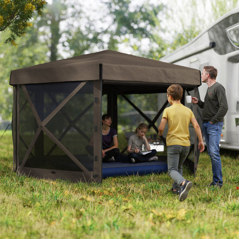 Pop Up 26 Ft. W x 26 Ft. D Fibreglass Soft-top Canopy, Brown