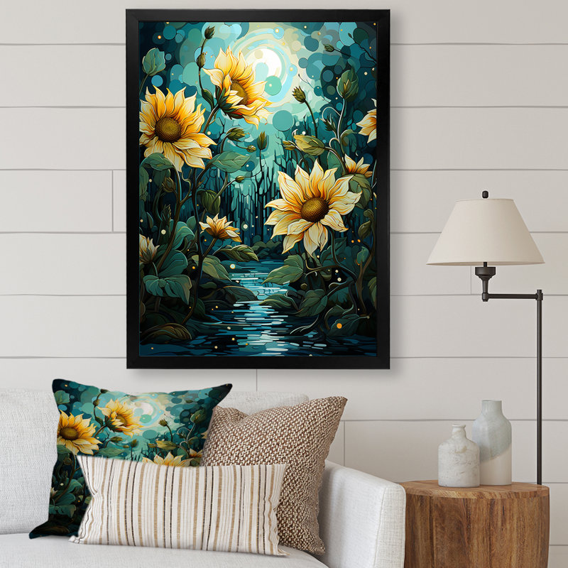 Tournesols méticuleusement sur toile, Cadre photo noir simple, H 40 po x l 30 po x P 1,5 po