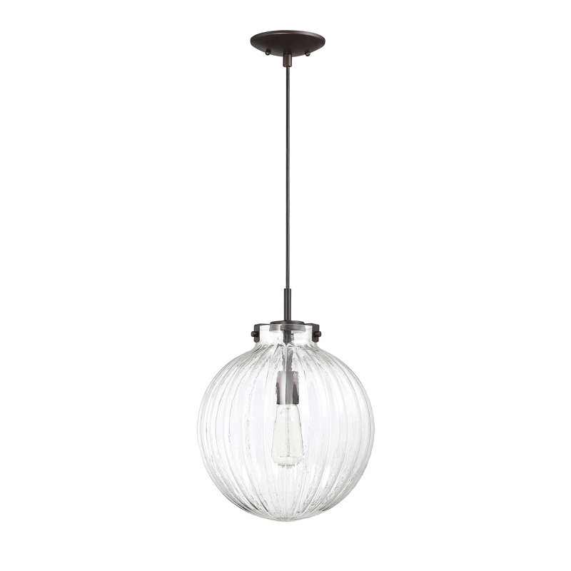 Luminaire suspendu sphère 1 lumière Suzman, Bronze frotté à l'huile