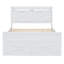Lit double en bois avec tête de lit avec prises de courant, lit extensible avec lit gigogne simple avec trois tiroirs de rangement, blanc
