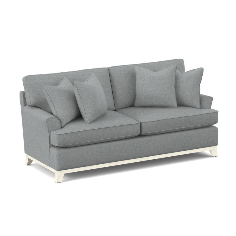 Oaks Way Sofa, Light Blue Performance Fabric; 0851-55, Antique Frost White Finish