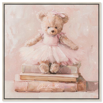Ballerina Teddy Books Canvas Kids Art Prints by Art Remedy