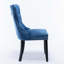 Chaise rembourrée capitonnée en velours de bois massif
