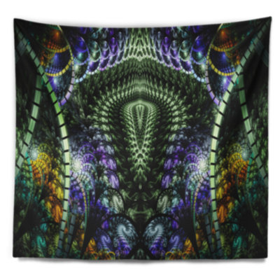 Tapisserie abstraite à motif fractal unique et coloré