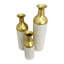 Ensemble de 3 vases de plancher en métal blanc et doré à motif de feuilles de 24, 28 et 32 pouces