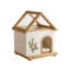 Niche pour chien en bois de cèdre floral sculpté à la main avec coussin 