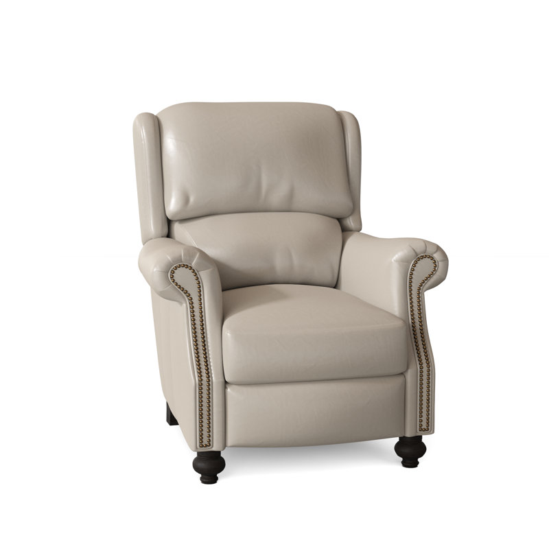 Bancroft Recliner, Aline Fumo Genuine Leather, Cobblestone, French Natural