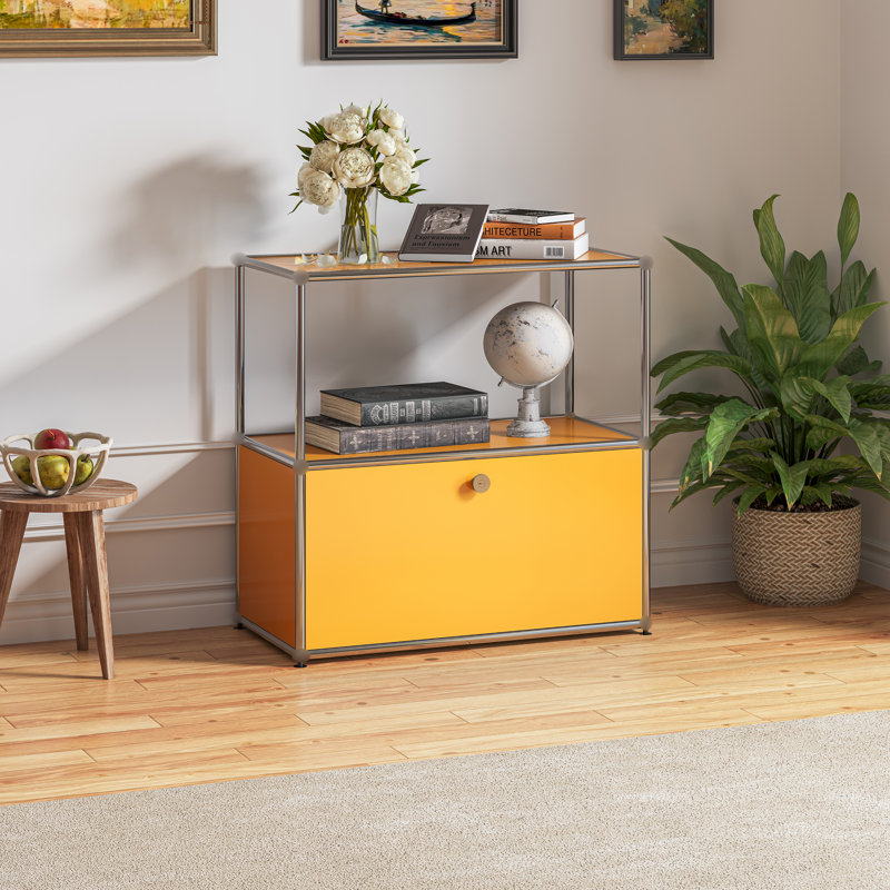Rangement avec table de chevet et classeur, Jaune