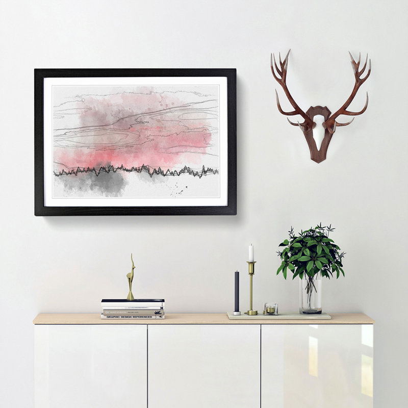 Pink Sunset Above a Forest - Framed Print, Black, 40cm H x 60cm W x 2cm D