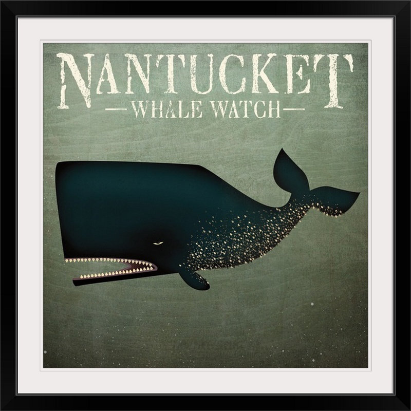 « barnacle baleinee nantucket » par ryan fowler, affiche rétro, H 35 po x l 35 po x P 1,5 po, Toile