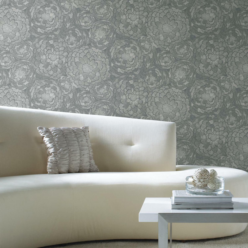 Peel & Stick Floral Roll, Gray