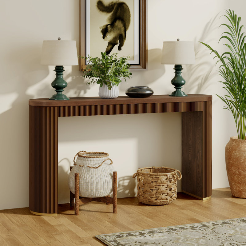 Rowan Modern MDF Counter Height Dining Table with Double Pedestal Base, Walnut