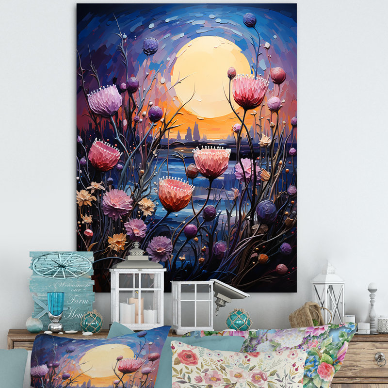 " Peach Thistle Symphony ", 20" H x 12" W x 1" D, Wrapped Canvas