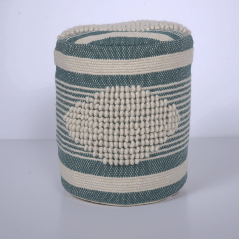 Fabric Cylindrical Pouf, Ottoman