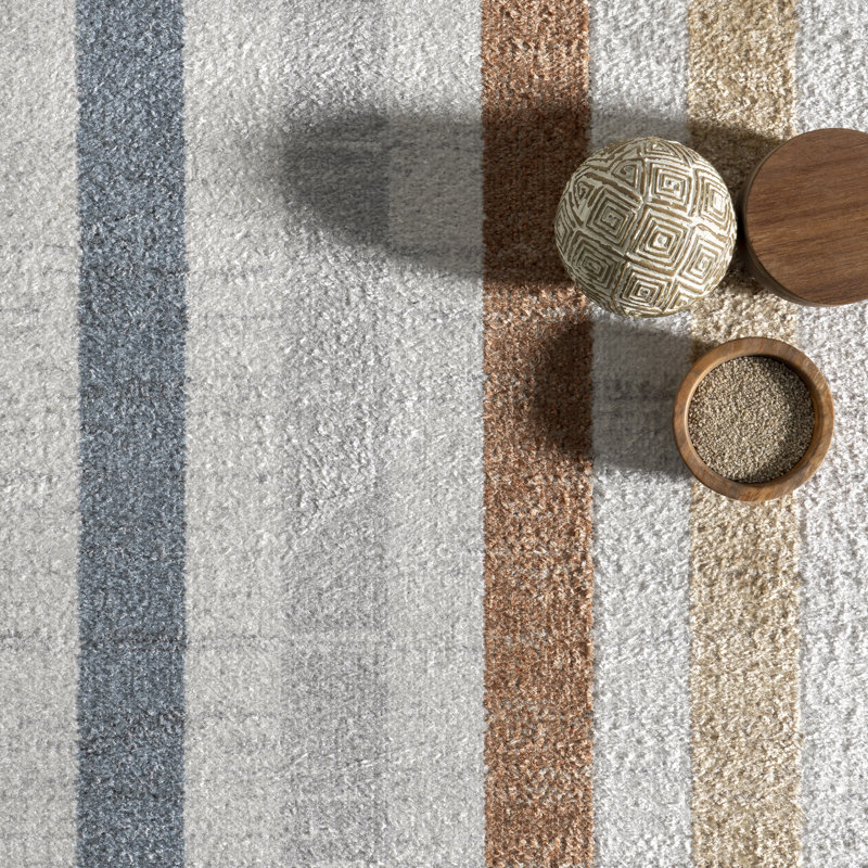  Alienor SpinClean Striped Machine Washable Area Rug, Rectangle 12 pi x 15 pi