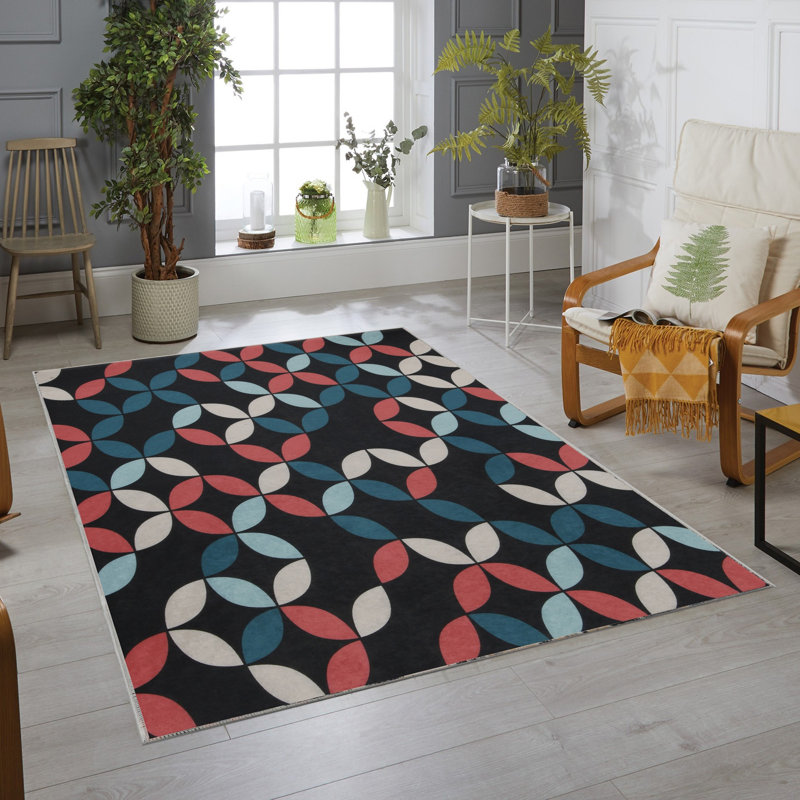 Premium Woven Carpet, 5.2 x 7.5 ft, 100% Polyester, Antibacterial, Non-Slip Underside, 0.3 in Pile Height | Machine Washable, 3D Digital Print | Perfect for Living Room, Bedroom & Office Décor