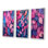 «Pink Blue Leafs Harmony», 3 pièces sur toile