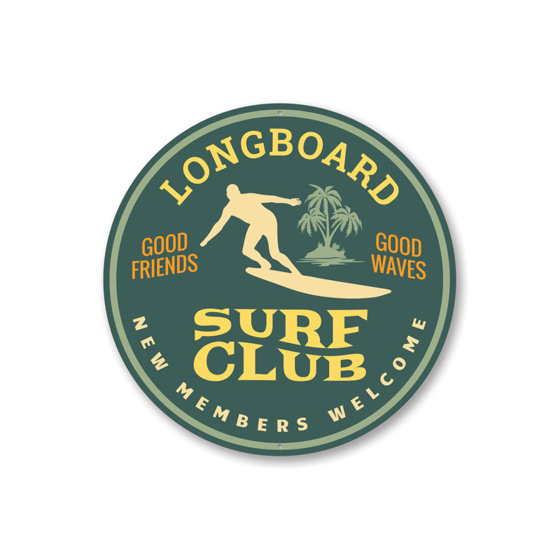 Panneau en aluminium Longboard Surfing, H 18 po x l 18 po x P 0,06 po