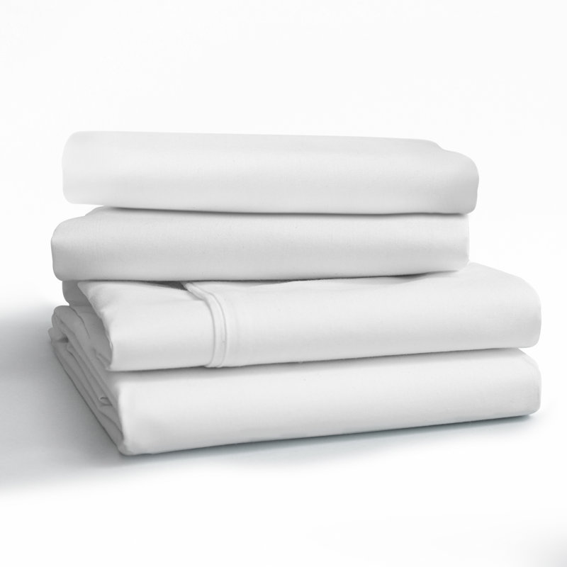 Bedding Sets 100% Cotton Percale Sheet Set, California King Sheet Set with 2 Pillowcases, White