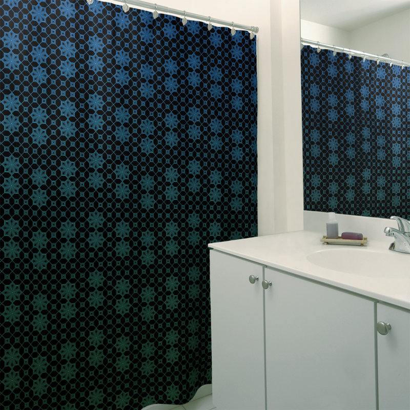 Rideau de douche simple en treillis Classic, Vert / Bleu