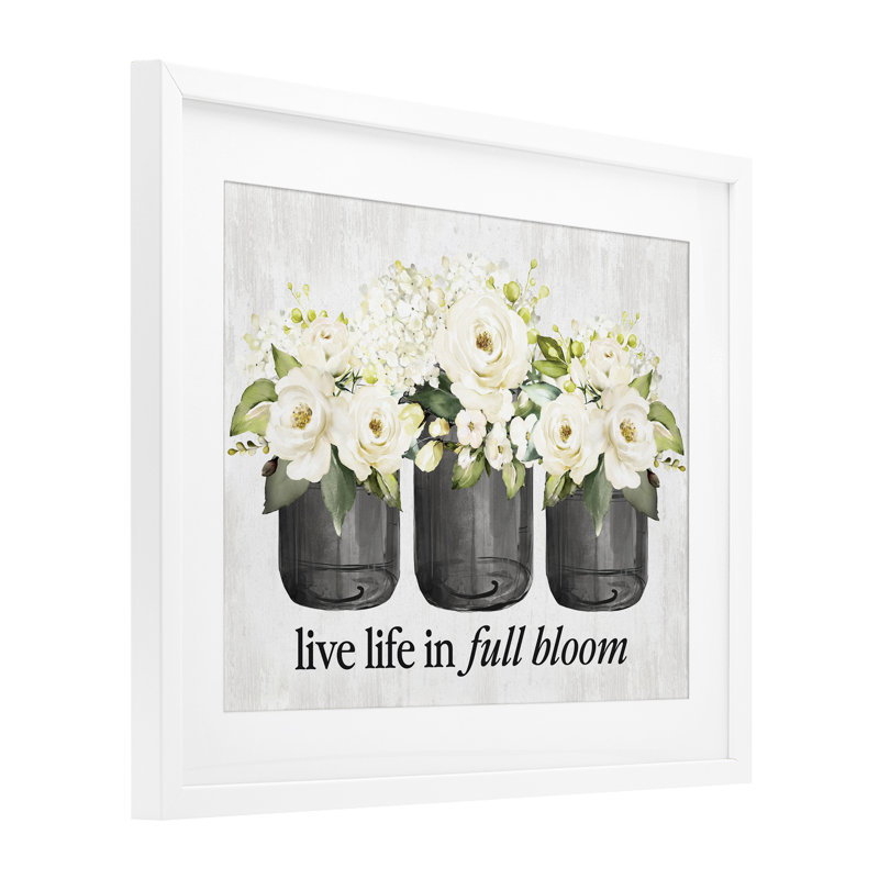 «Life In Full Bloom», reproduction encadrée sous verre rustique, design par lettré et doublé, H 17 po x l 21 po