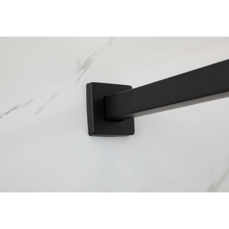 16" Wall Mounted Shower Arm With Flange, Matte Black