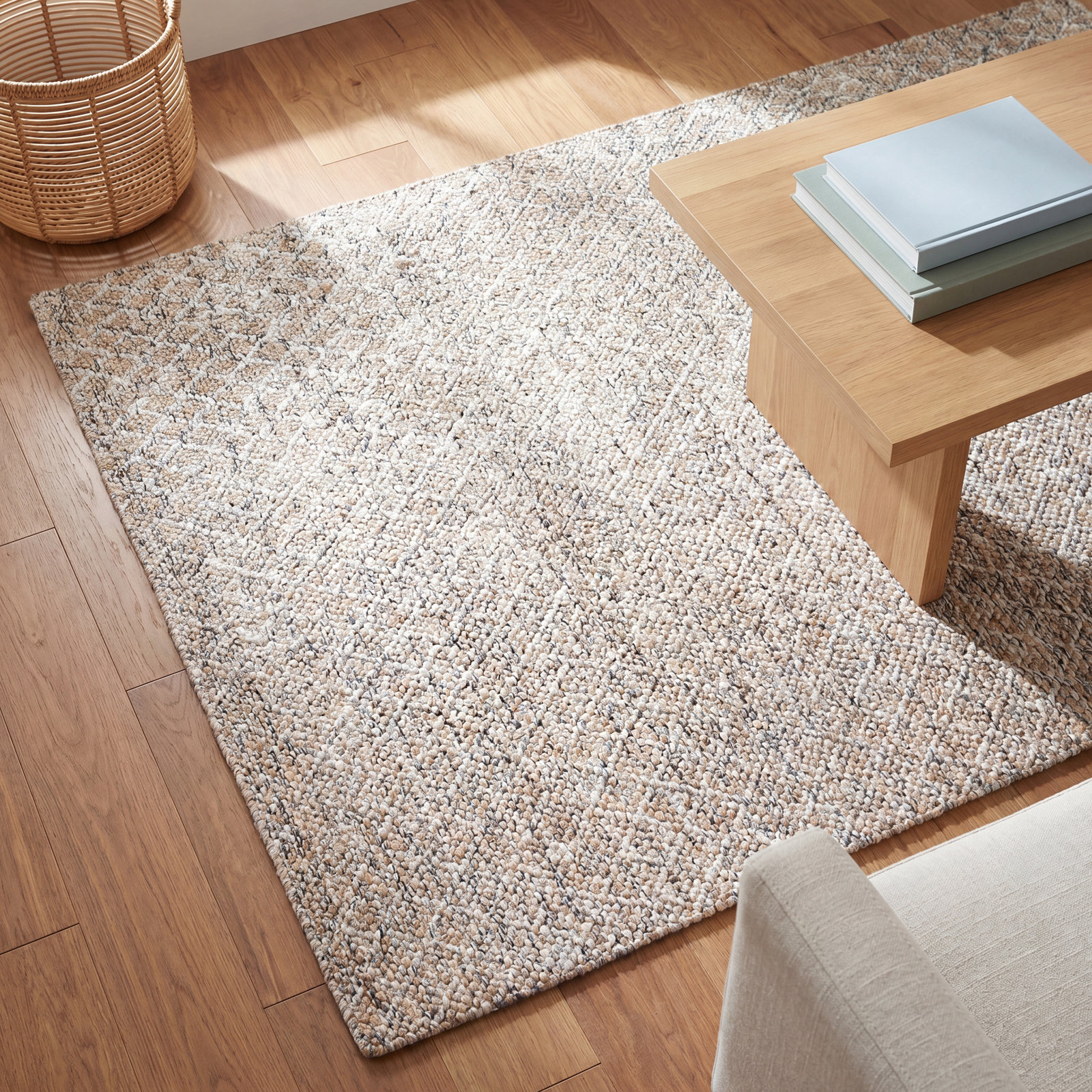 Covington Gray Ivory Tan Hand-Loomed Jute Rug, Rectangle 8' x 10'