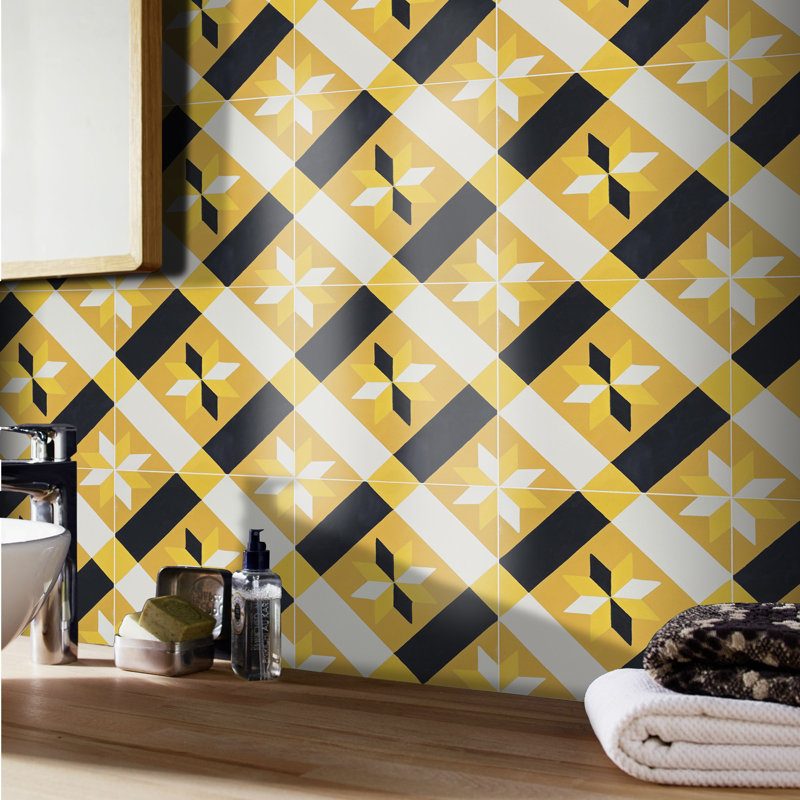 Kotoubia 8" X 8" Straight Edge Wall & Floor Cement Tile