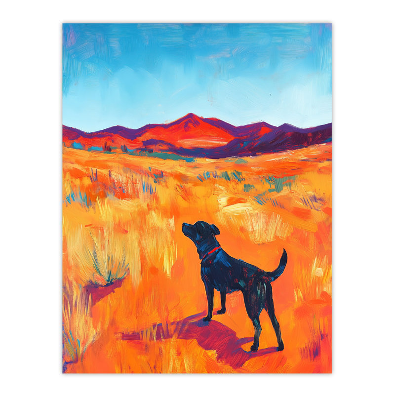 Labrador in Countryside Landscape Dog Lover Wall Art Print