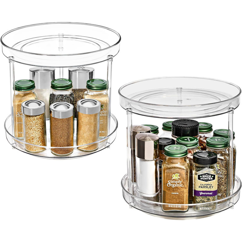  2 Tier 9" D Clear Acrylic Lazy Susan 2 Pack