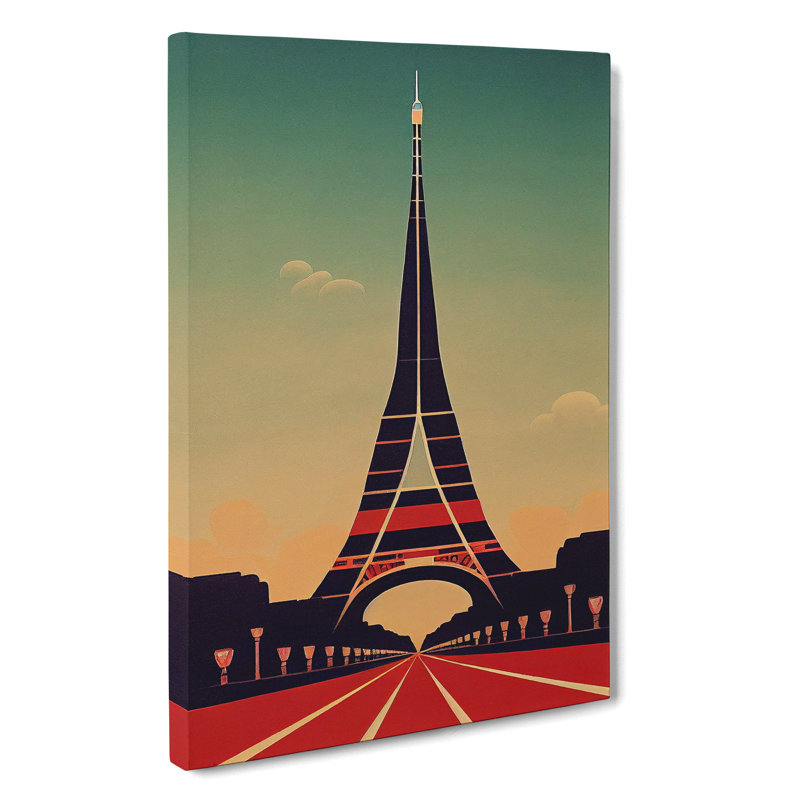 Art Deco Eiffel Tower No.1 - Wrapped Canvas Print, 50cm H x 35cm W x 3cm D