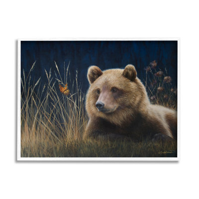 Az-015-Framed " Bear & Butterfly Scene " by James Corwin