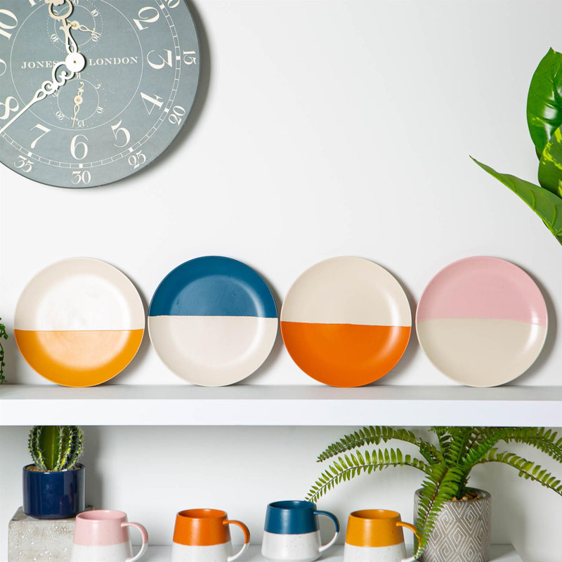 Nicola Spring - Dipped Flecked Stoneware Plates - 20.5cm - Multicolour